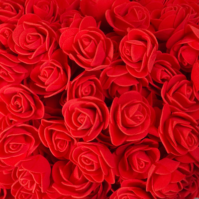 PYARAFEST Red Rose Artificial Flower(3 cm, Pack of 50, Single Flower)