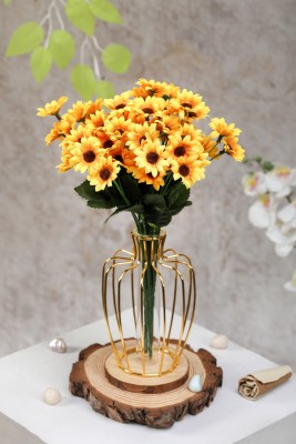 Satyam Kraft 2 Pieces Sunflowers Stick for Home Decor, Room, Balcony, Welcoming Decoration Yellow Rose Artificial Flower(12 inch, Pack of 2, Flower Bunch)