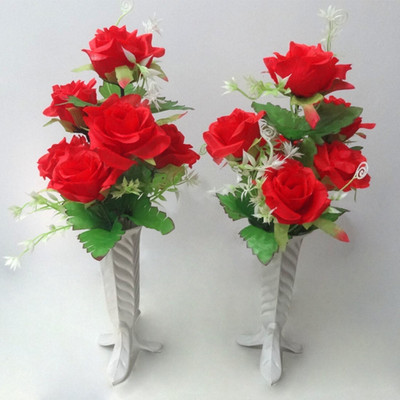 Bloom Paper Rose artificial Flower Red Rose Artificial Flower(13 cm, Pack of 3, Flower Bunch)