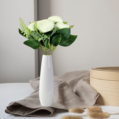 Satyam Kraft 2 Pc Artificial Rose Peony Flower Bunch for Home Decor,Wedding,Room(Off White) Clear Peony Artificial Flower(12 cm, Pack of 2, Flower Bunch)