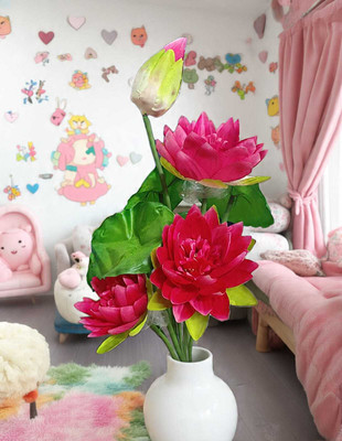 GREENFLOWER Pink Lotus Artificial Flower(20.4 cm, Pack of 1, Flower Bunch)