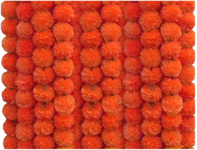 Avyayah Enterprises 5 Pcs Indian Artificial Marigold Garland Flowers for Decoration for Festivals Orange Marigold Artificial Flower(150 cm, Pack of 5, Garlands)