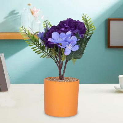 Ekhasa Flower Vase Pot with Artificial Flowers for Home Decoration | Purple Cherry Blossom Artificial Flower  with Pot(20 cm, Pack of 1, Flower with Basket)