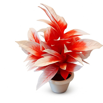BLOOMORA Vibrant Artificial Red & White Flower with Pot for Home, Office, Table Decor. White, Red Wild Flower Artificial Flower  with Pot(17 cm, Pack of 2, Flower Bunch)
