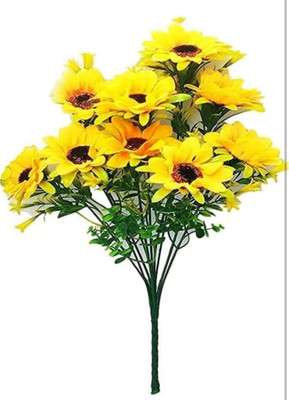 AartPush Yellow Sunflower Artificial Flower(22 cm, Pack of 1, Single Flower)