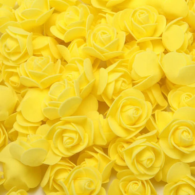 SHIVAMKRAFT 100 PCS Yellow Foam Rose Flower Heads, Red Rose Flower Head for DIY Crafts Yellow Rose Artificial Flower(1.5 inch, Pack of 100, Single Flower)