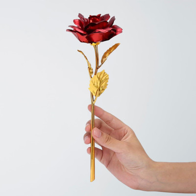 J H Traders Red Rose Artificial Flower(10 cm, Pack of 1, Single Flower)