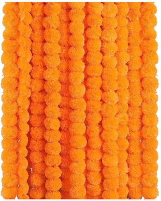 SINDURRI CREATIONS Orange Marigold Artificial Flower(60 cm, Pack of 5, Garlands)