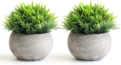 Dekorly Fake Plants for Bathroom Home Office Decor, Faux Greenery for House Decorations Bonsai Wild Artificial Plant  with Pot(5 cm, Green)