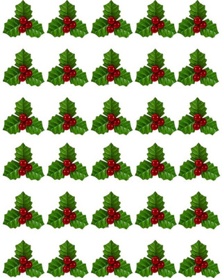 PopTheParty Christmas Artificial Mini Leaf with Holly Berries Green Cherry Artificial Flower(3.6 cm, Pack of 30, Single Flower)