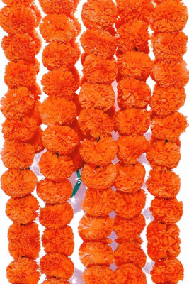 zoanto Orange Marigold Artificial Flower(60 cm, Pack of 5, Garlands)