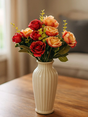 Artsy Artificial Flowers for decoration peony rose flower bunch for vase Maroon Rose Artificial Flower(35 cm, Pack of 1, Flower Bunch)