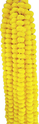 Gauri Yellow Marigold Artificial Flower(60 cm, Pack of 4, Garlands)