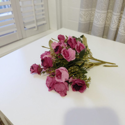 Freebies Luxe Violet Artificial Roses | Designer Silk Flowers for Living Spaces Purple Rose Artificial Flower(28 cm, Pack of 10, Flower Bunch)