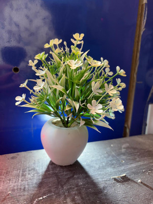 Dunagiri Multicolor Lily Artificial Flower  with Pot(5.5 cm, Pack of 1, Flower Bunch)