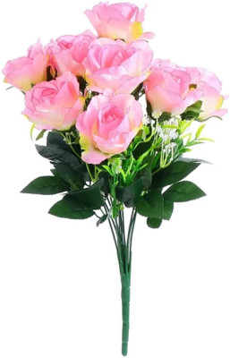 MIFADECOR Artificial Rose Flowers Bunches for Vase 7 Flower Heads (12 inch) Pink Rose Artificial Flower(30 cm, Pack of 1, Flower Bunch)