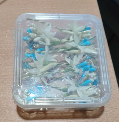 SV BRIDALSTUDIO flower Blue, Gold, White Callalily Artificial Flower  with Pot(4 cm, Pack of 12, Garlands)