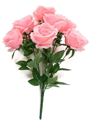 Duggu item artificial flower bunch Pink Rose Artificial Flower(35 cm, Pack of 1, Flower Bunch)