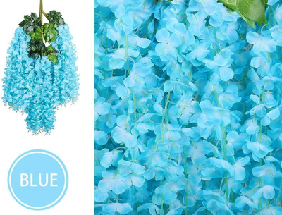 BBB Blue Westeria Artificial Flower(42.1 cm, Pack of 1, Vine & Creepers)