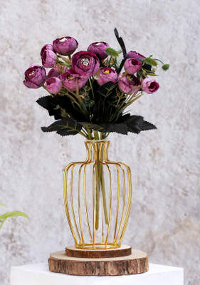 Satyam Kraft 2 Pcs Artificial Flower for Hamper , Craft and Home Decor Purple Peony Artificial Flower(11 cm, Pack of 2, Flower Bunch)