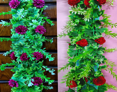 Dynamic Retail Global Multicolor Dahalia Artificial Flower(65 inch, Pack of 2, Vine & Creepers)