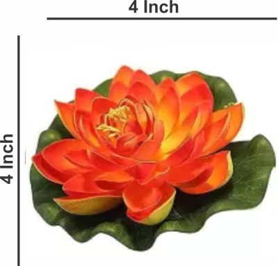 SHIVAMKRAFT 2 Floating Orange Flower Orange Lotus Artificial Flower(10 cm, Pack of 1, Flower Bunch)