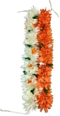 PMW Orange, White Jasmine Artificial Flower(5 cm, Pack of 2, Garlands)