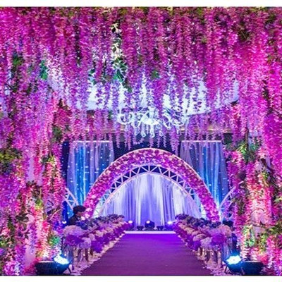 well art gallery 3.6 Ft Artificial Flowers Strings for Home Wedding Party Ceremony (L-Purple, 6) Multicolor Westeria Artificial Flower(45 inch, Pack of 6, Garlands)