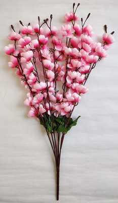MotiRaj artificial blossom flowers for décor blossom flower for home office decoration Pink Peach Blossom Artificial Flower(55 cm, Pack of 1, Flower Bunch)