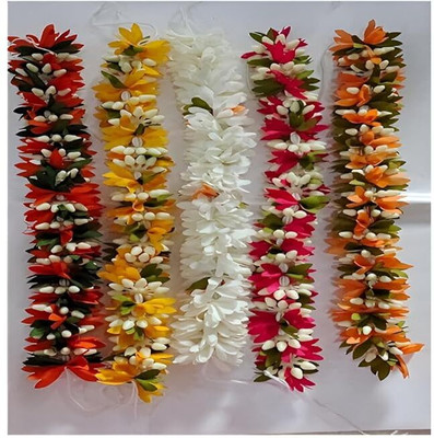 Manvikram MKRM Classical Dance Artificial Flowers PACK OF 5 Multicolor Jasmine Artificial Flower(10 cm, Pack of 5, Garlands)
