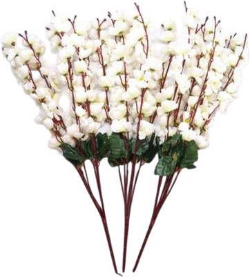 Procyon White Orchids Artificial Flower(55 cm, Pack of 3, Flower Bunch)