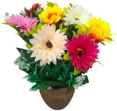 DNEnterprises Artificial Sunflower with Pot for Decoration(1Pc, Multicolor, Size 25/15 cm) Multicolor Sunflower Artificial Flower  with Pot(12 inch, Pack of 1, Flower with Basket)