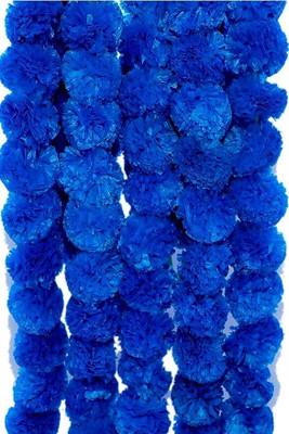 PARTY MIDLINKERZ Blue Marigold Garland Artificial Flowers/Genda Phool Mala/Ladi for Decor Blue Marigold Artificial Flower(60 inch, Pack of 5, Garlands)