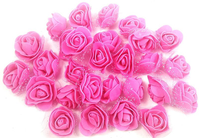 Aug Pink Rose Artificial Flower(2.5 cm, Pack of 9, Flower Bunch)