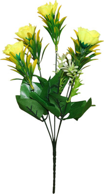 Hidooa Hidooa artificial flowers for room decoration Yellow Rose Artificial Flower(35 cm, Pack of 1, Flower Bunch)