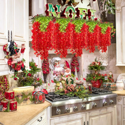 BBB Red Westeria Artificial Flower(110 cm, Pack of 2, Vine & Creepers)