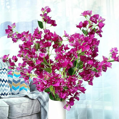 De Gardenia Artificial Bougainvillea Sticks Pink Bougainvillea Artificial Flower(106 cm, Pack of 2, Single Flower)