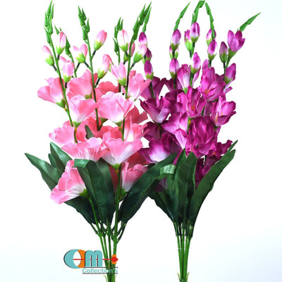OM COLLECTIONS GLADIOLUS FLOWER Pink Gladiolus Artificial Flower(24.5 cm, Pack of 3, Flower Bunch)