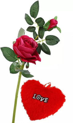 KanRaj Artificial Rose Flower Set of 1 (Natural Looking) Red Rose Artificial Flower(8 inch, Pack of 1, Single Flower)