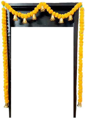 WDecor Artificial Genda Phool Diwali Decoration Item Door Hanging Toran Ladi-Chhathpuja Yellow Marigold Artificial Flower(55 cm, Pack of 3, Garlands)