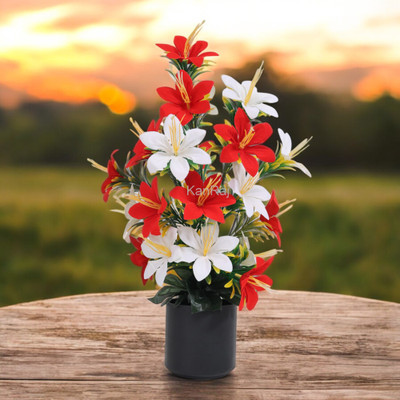KanRaj Multicolor Lily Artificial Flower with Pot Multicolor Lily Artificial Flower  with Pot(40 cm, Pack of 1, Flower with Basket)