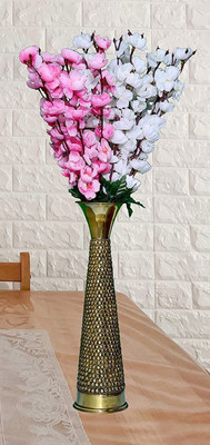The Modern Gallery Home Cherry Blossom Orchid Flower Bunch ( VASE NOT INCLUDED) Pink, White Cherry Blossom Artificial Flower(22 inch, Pack of 2, Flower Bunch)