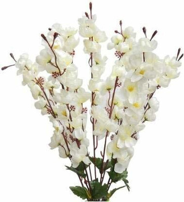 zoanto White Orchids Artificial Flower(55 cm, Pack of 1, Flower Bunch)