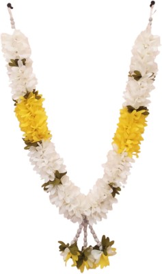 SujArta Garland, Premium Yellow White Jasmine of 14 Inch each side (SMALL) for Photos Multicolor Jasmine Artificial Flower(14 inch, Pack of 1, Garlands)