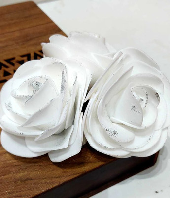 viraj White Rose Artificial Flower(3.5 cm, Pack of 11, Single Flower)