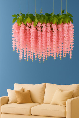 Glowhere Artificial Pink Wisteria Vines, 6 Pcs 3.7 ft Garland for Decor & Events Pink Westeria Artificial Flower(14 cm, Pack of 6, Flower Bunch)