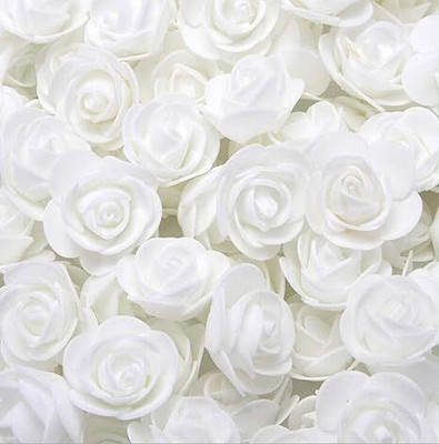 Shineyou Artificial Foam Rose Flower Velvet White Rose Artificial Flower(16 cm, Pack of 25, Flower Bunch)