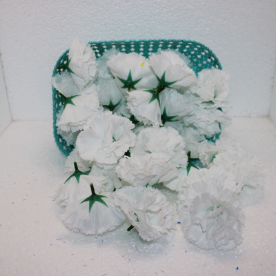 TFH White Carnations Artificial Flower(7 cm, Pack of 20, Single Flower)