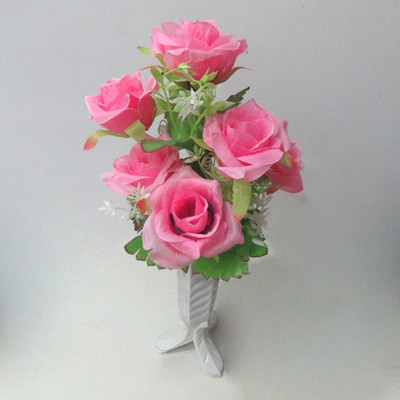 OM COLLECTIONS Artificial Paper Rose Pink Rose Artificial Flower  with Pot(13 inch, Pack of 1, Flower with Basket)