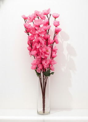 HOKIRA Elegant Pink Cherry Blossom Stem – 1 Piece | Real-Touch Pink Cherry Blossom Artificial Flower(45 cm, Pack of 1, Flower Bunch)